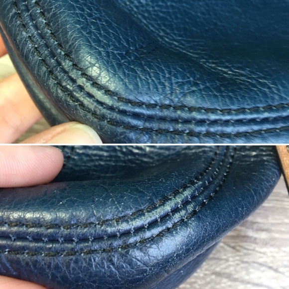 Fossil Crossbody Leather Purse, Teal & Navy - Picture 8 of 8